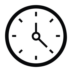 Vector illustration of a wall clock icon with hour, minute, and second hands, ideal for representing time, business, or alarm concepts