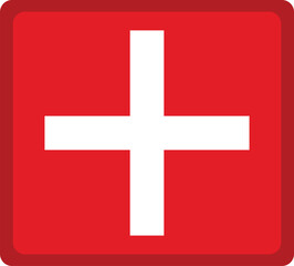 Fototapeta premium Red Square Background with White Plus Symbol Simple Medical Cross Icon vector