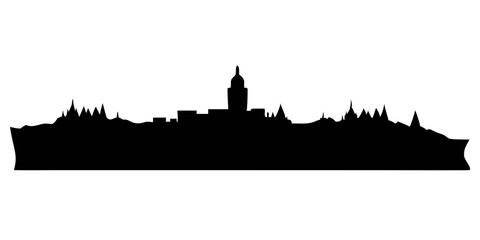 Artistic Paintbrush Skyline Silhouette Vector for Creative City Art