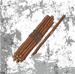 Single stick and bunch of sticks Vector