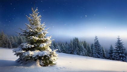 christmas tree and snow