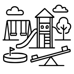 Playground Park Elements Line Icon