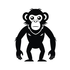 Monochromatic Monkey Portrait: A stark, cartoonish illustration of a monkey, its silhouette a bold statement against the empty background.