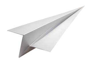 A simple paper airplane isolated on transparent background
