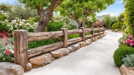 Beautiful Garden Path with Wooden Fence