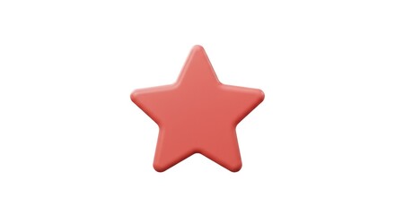 3D Rendered Coral Star on White Background: Isolated Symbol of Success
