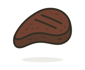 Flat vector illustration of a piece of grilled beef liver with dark brown texture and seared grill marks. Minimal and clean design, ideal for nutrition infographics, ancestral diet graphics