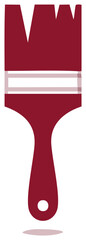 Minimalist maroon paint brush illustration for creative art and home improvement projects