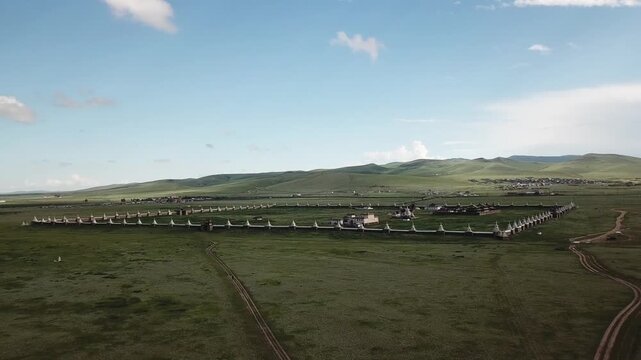 Aerial view of Erdene Zuu in the former Mongolian capital city of Kharakorum.