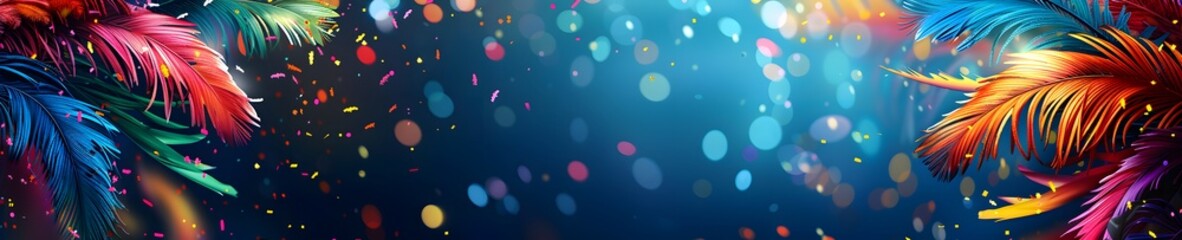 Colorful Tropical Leaves Confetti Celebration Party Background