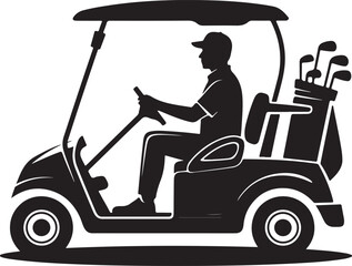 Golf car silhouette vector art illustration, Shapes Collection Isolated on White Background