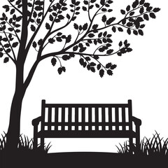 Park bench silhouette vector art illustration, Shapes Collection Isolated on White Background