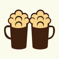 Minimalist Twin Beer Mugs with Shared Foam