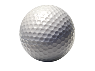 A single golf ball isolated on transparent background