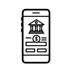 FinTech Mobile Banking App Icon with Bank Representation  
