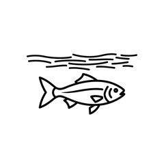 Vector icon of a fish swimming in water  