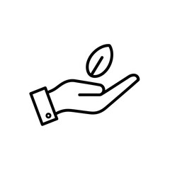 Hand Supporting Leaf Icon in Minimalist Style  