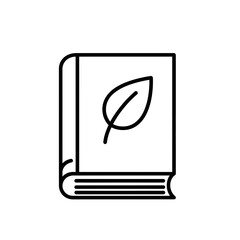 Vector icon of a book with a leaf design  