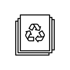 Vector icon of recycling symbol on stacked papers  