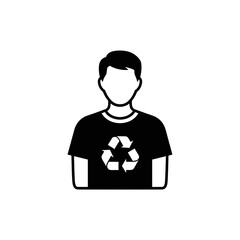 Person wearing recycle symbol shirt in vector style  