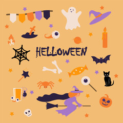 Minimal Halloween  set on light background