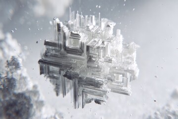 Naklejka premium Abstract Floating City Structure In Grey White