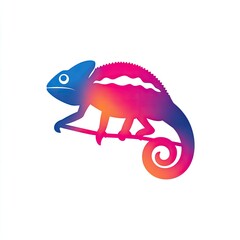 Animal Logo Chameleon changing colors in a gradient fun and adaptive perfect for marketing agencies or design studios isolated on white background