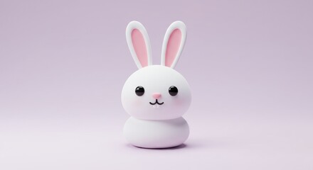Obraz premium Adorable 3D Render of a Cute White Bunny on Pastel Background