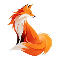 Animal Logo Abstract fox silhouette with orange and white hues clever and dynamic great for tech startups or consulting agencies isolated on white background