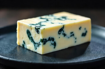 Blue cheese wedge. Roquefort style. Moldy dairy.