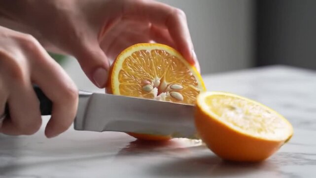 hand holding orange juice   generate vo 2
