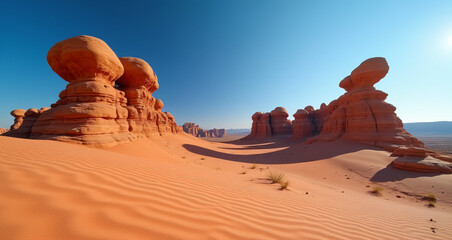 Scenic View of Eroded Sandstone Formations in a Remote Desert Landscape