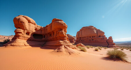 Scenic View of Eroded Sandstone Formations in a Remote Desert Landscape
