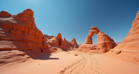 Scenic View of Eroded Sandstone Formations in a Remote Desert Landscape