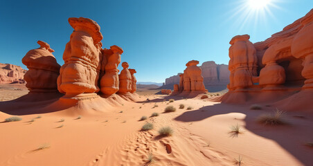 Scenic View of Eroded Sandstone Formations in a Remote Desert Landscape
