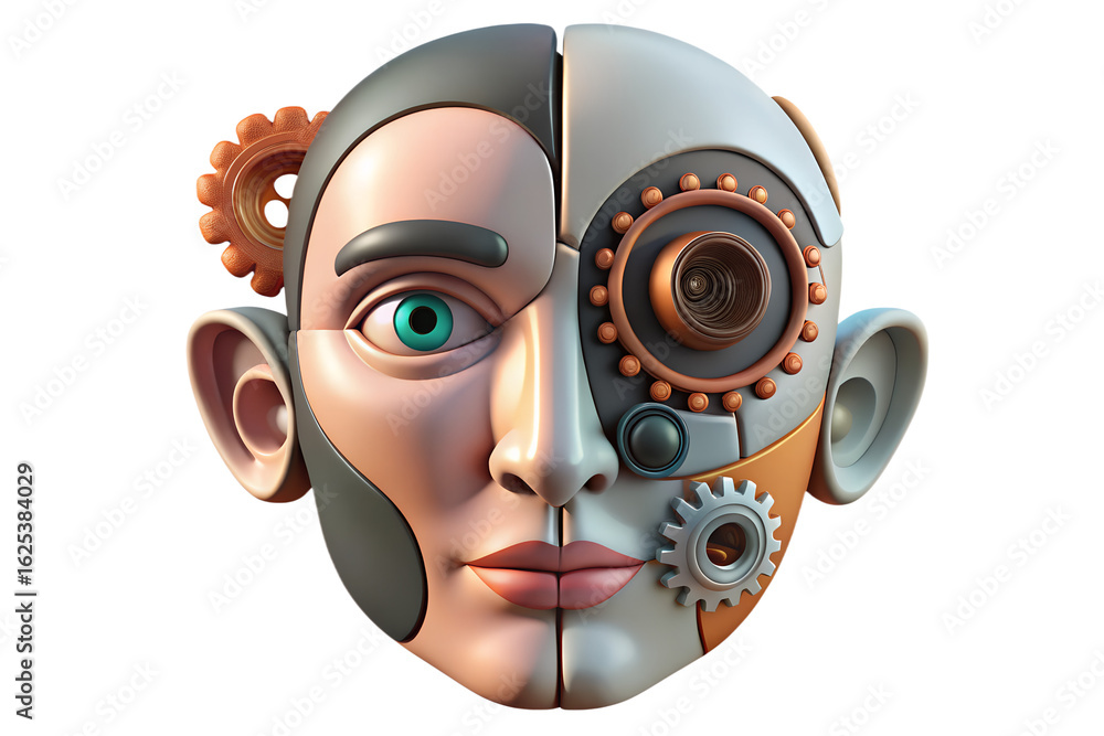 Poster humanoid robot face ai artificial intelligence cyborg machine learning futuristic technology concept