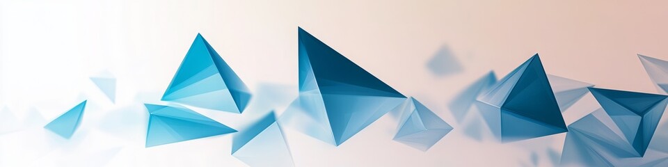 Blue Triangles Abstract Background, LinkedIn cover, copy space, AI Generated