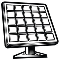 Solar Panel with 25 Cells and Stylized Base solar energy