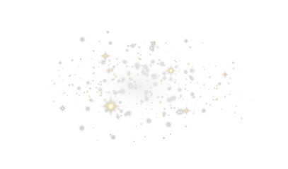 The dust sparks and golden stars shine with special light. PNG sparkles on a transparent background. Christmas light effect. Sparkling magical dust particles