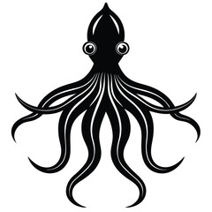 squid black silhouette vector icon
