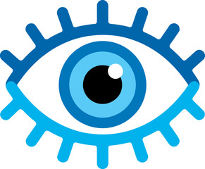 Gradient blue eye icon with lashes vision symbol