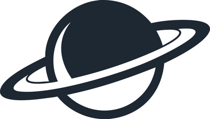 Simple Retro Style Rocket Ship Silhouette with Single Planet Transparent Background spaceship