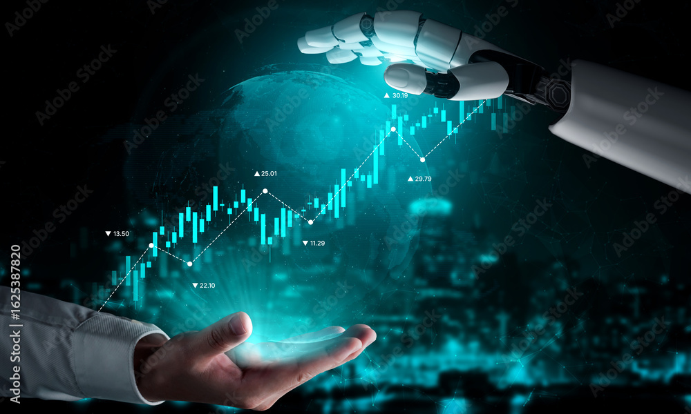 Poster ai tools analyze stock market data through dynamic chart visualization to forecast price trends and 