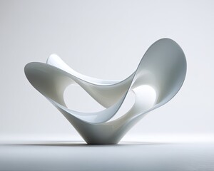 Abstract White Sculpture With Flowing Forms