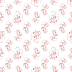 Seamless pattern with tomatoes contour for your design. Vegetable outline elements on white background
