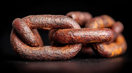 Close-up of rusted metal chain links.