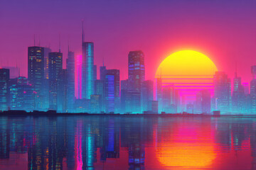 Neon Synthwave City Fusion Retro‑Future in Vivid Dusk