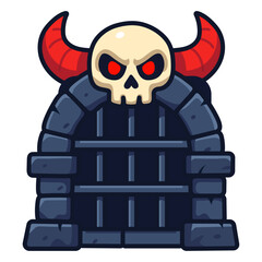 Dungeon Skull Gate Vector Illustration