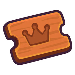 Ticket Wooden Crown Vector Icon