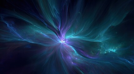 Abstract Cosmic Explosion In Teal And Purple Colors